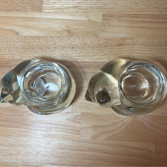 NWT Set of 2 Crystal Indiana Glass Cat Votive Candle Holders - Picture 12 of 12